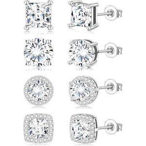 Cubic Zirconia Stud Earrings for Mens Earrings Hypoallergenic Sterling